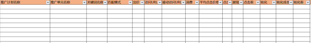 关键词效果统计表