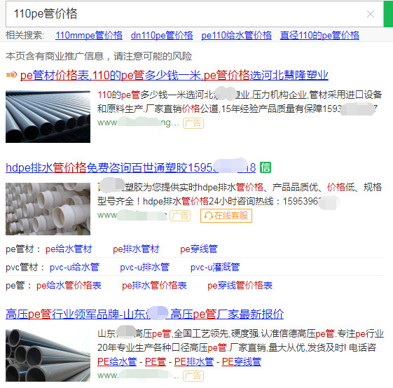 竞价推广结果图示
